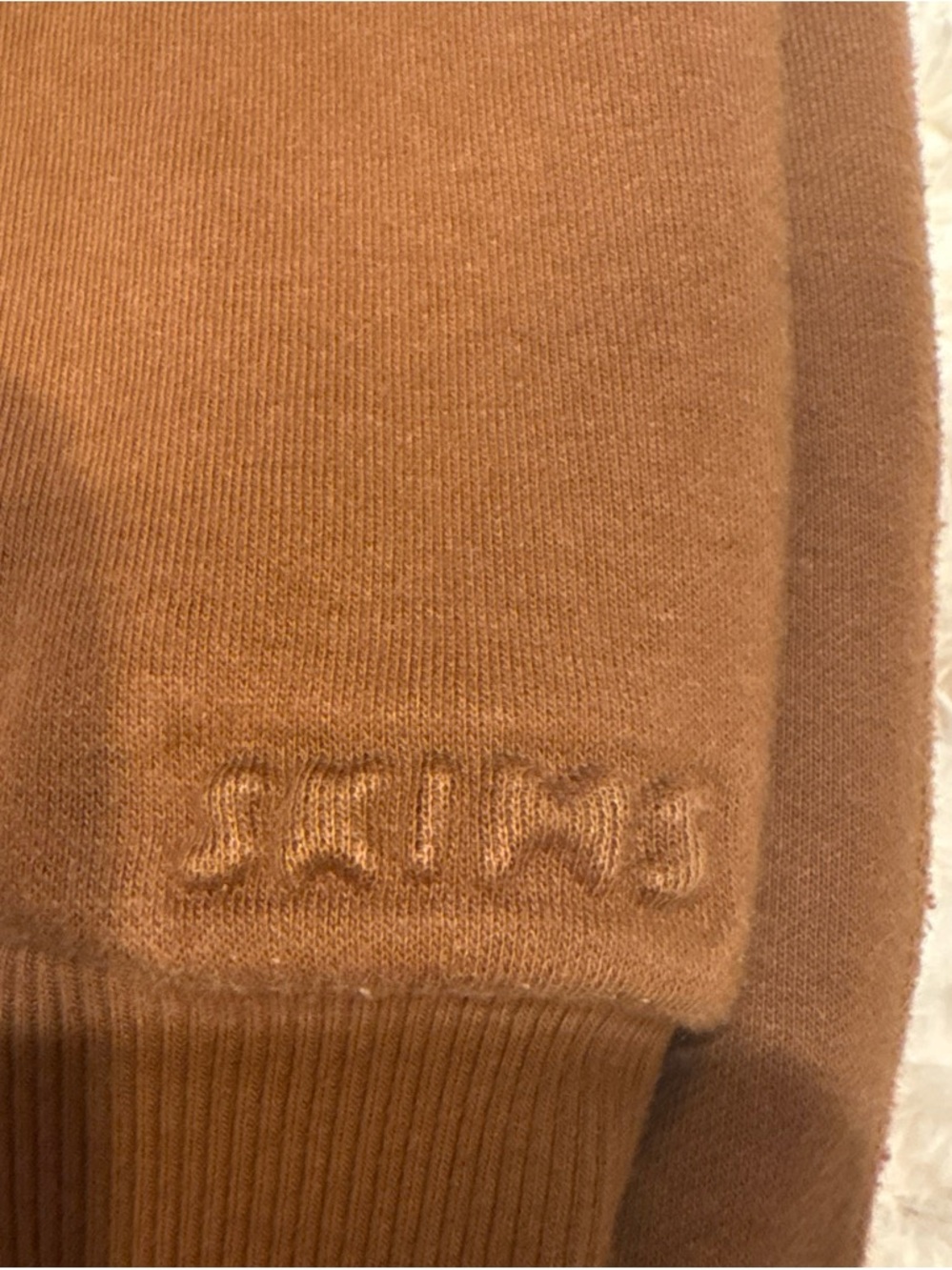 SKIMS Tan Crewneck Sweatshirt with Tonal Embroidered Logo
